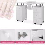 42.5 in. White MDF 3-Drawer Manicure Table Nail Desk with Storage, Doors, Electric Dust Collector
