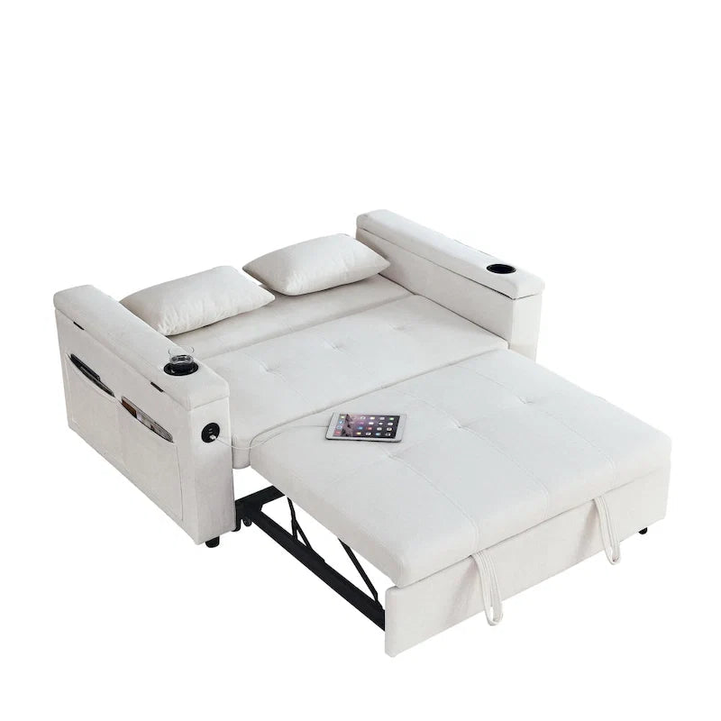 54 Pull-Out Sleeper Sofa Bed Double Seat Recliner Sofa Bed