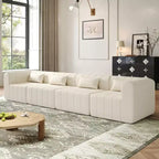 145.5 Modern Convertible Sectional Sofa, Upholstered 4-Seater Sectional Sofa with Compressed Sponge, Living Room L-Shaped Sofa-Panipeachy