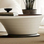 Light Luxury Modern Minimalist Oval Glass Tabletop Coffee Table Gray Base 51 in. - L 51.18W 25.59H 14.37