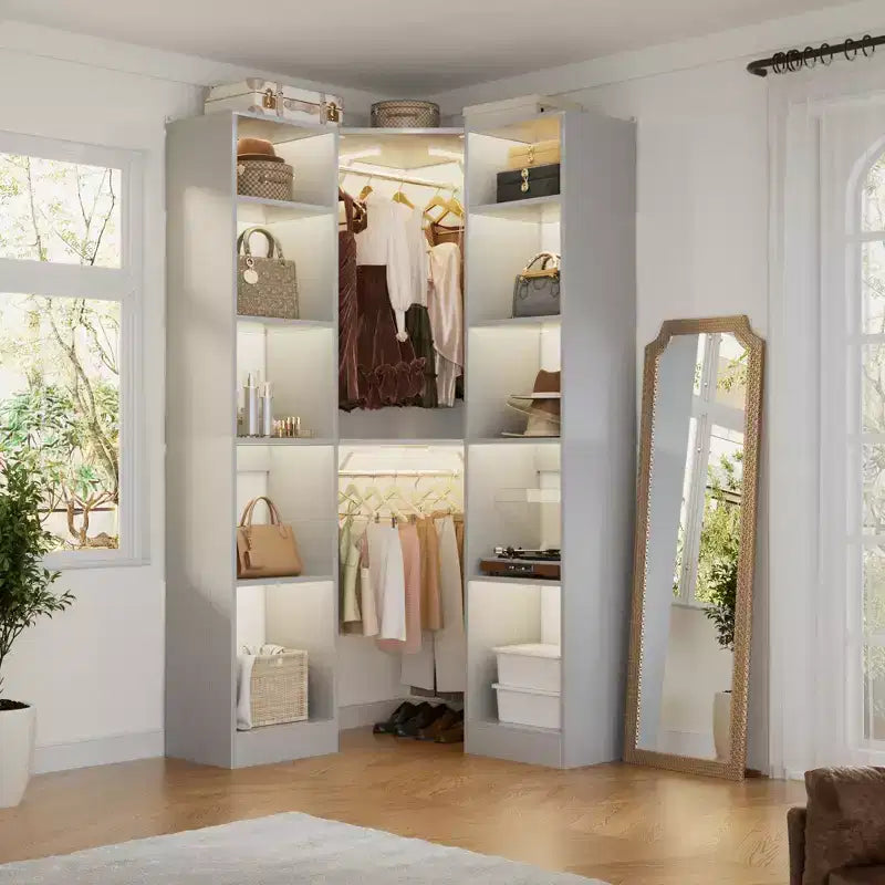 Besiost Corner Closet System with 12 Shelves
