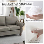 Balvino 81 Wide Transitional Genuine Leather Rolled Arm Sofa with Nailhead Trim and Removable Cushions