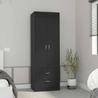 18.9  Modern Double-door Armoire with Two Bottom Drawers and Hanging Rod for Bedroom