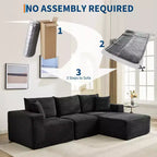 108 Modern Sofa Couch, 3 Seater Upholstered L Shaped Sofa with Pillows, Deep Seat Sofa, No Assembly Required