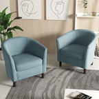 2 Set Modern Linen Barrel Accent Chairs Club Armchair