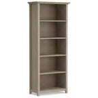 70 Five-Shelf Solid Wood Bookcase - Lacquered Pine, 4 Adjustable Shelves