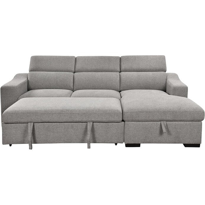 Roomfitters 103 Convertible Sectional Sofa with Storage Chaise, Adjustable Headrests, L-Shaped Sleeper Corner Sofa