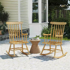 Costway Set of 2 Wood Rocking Chair Glossy Finish White\ Coffe