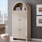 71 Tall Arched Kitchen Pantry, Modern Storage Cabinet with 3 Adjustable Shelves, 6 Door Shelves, for Kitchen, Living Room