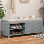 43.30 Solid Wood Storage Bench with Contemporary Distressed Blinds