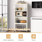 Costway 5-Tier Kitchen Bakers Rack Storage Cabinet Mobile Microwave Stand Flip-up Doors White/Black/Grey/Green