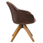 Modern Home Office Swivel Arm Accent Chair with Wood Legs