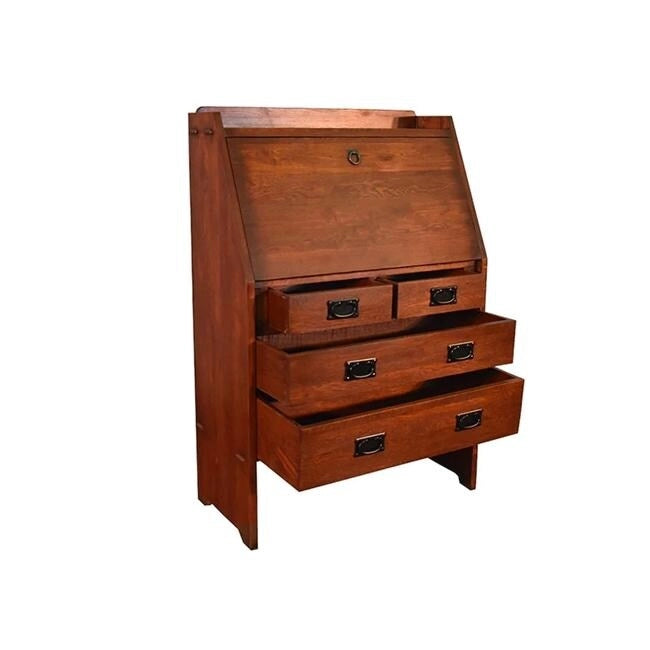 Arts And Crafts Mission Solid Oak Secretary Desk