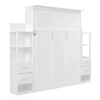 Luxystar Queen Murphy Bed with Storage Shelves, 4 Drawers and Lights