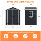 6 ft x 4 ft/6 ft x 8 ft/8 ft x 6 ft/8 ft x 10 ft All-Weather Resin Outdoor Plastic Storage Shed w/Floor, Spire Tool Shed