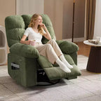 Massage Recliner Chair with Heat - 360 Swivel Rocker, Oversized Single Sofa w/ Vibration, USB & Storage Pockets for Living Room/Bedroom