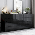 63 High Gloss Dresser With Light Chest w/8 Drawers&Spacious Tabletop