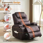 Bestier 34.6 Electric Power Lift Asist Recliner Chair with Massage and Heat, Fax Leather Reclining Chair with Side Pockets & Cup Holders