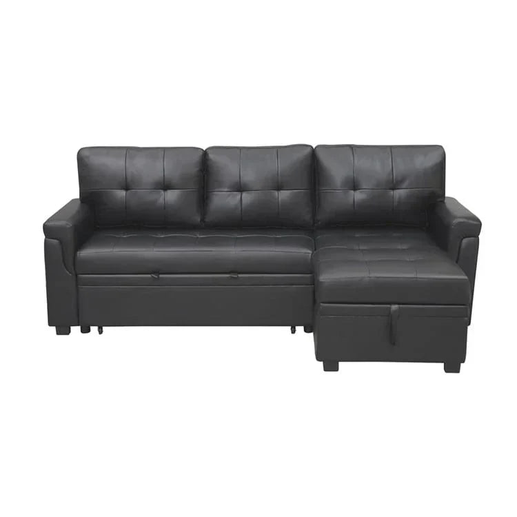 Convertible Reversible Sectional Sofa with Pull-Out Sleeper Bed, Hidden Storage Chaise, and Durable Legs