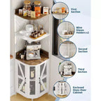 Garvee 5-Tier Corner Bar Cabinet, 71.5 Tall Liquor Cabinet with LED Lights for Home
