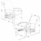 Adjustable Recliner Lounge Chair Patio Lounge Sofa with Cushion - 38 (D) x 26.5 (W) x 38.5 (H) INCH