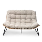Double Papasan Chair Loveseat with Cushion, All-weather PE Rattan and Metal Frame for Indoor Outdoor