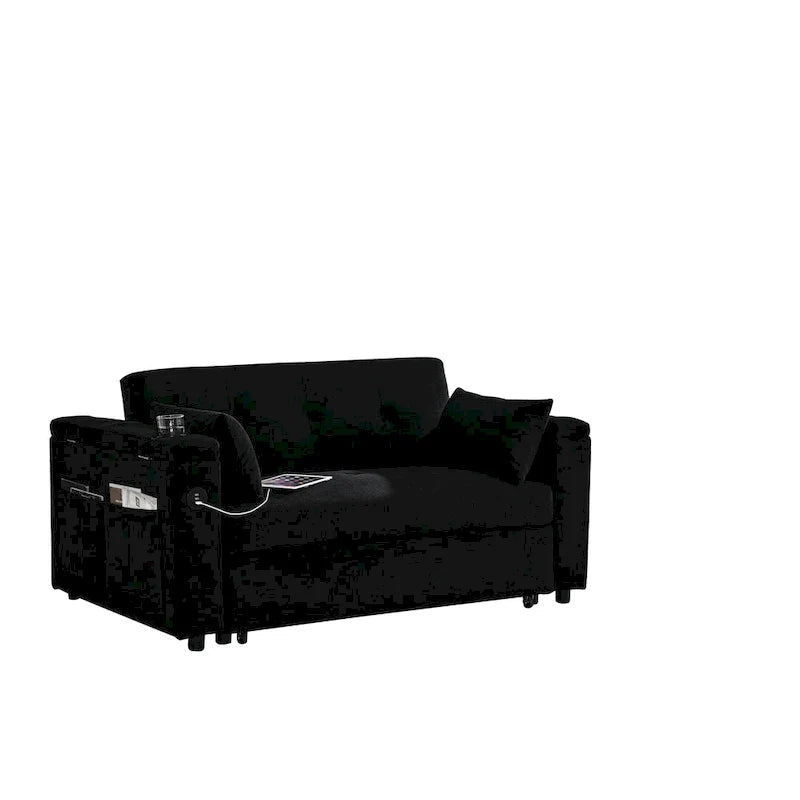 54 Pull-Out Sleeper Sofa Bed Double Seat Recliner Sofa Bed