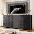 12 Drawers Dresser for Bedroom Wooden, Modern Wide TV Stand Dressers for 65 Inch TV, Wood Chest of Drawers, Farmhouse Clothes Storage for Living Room