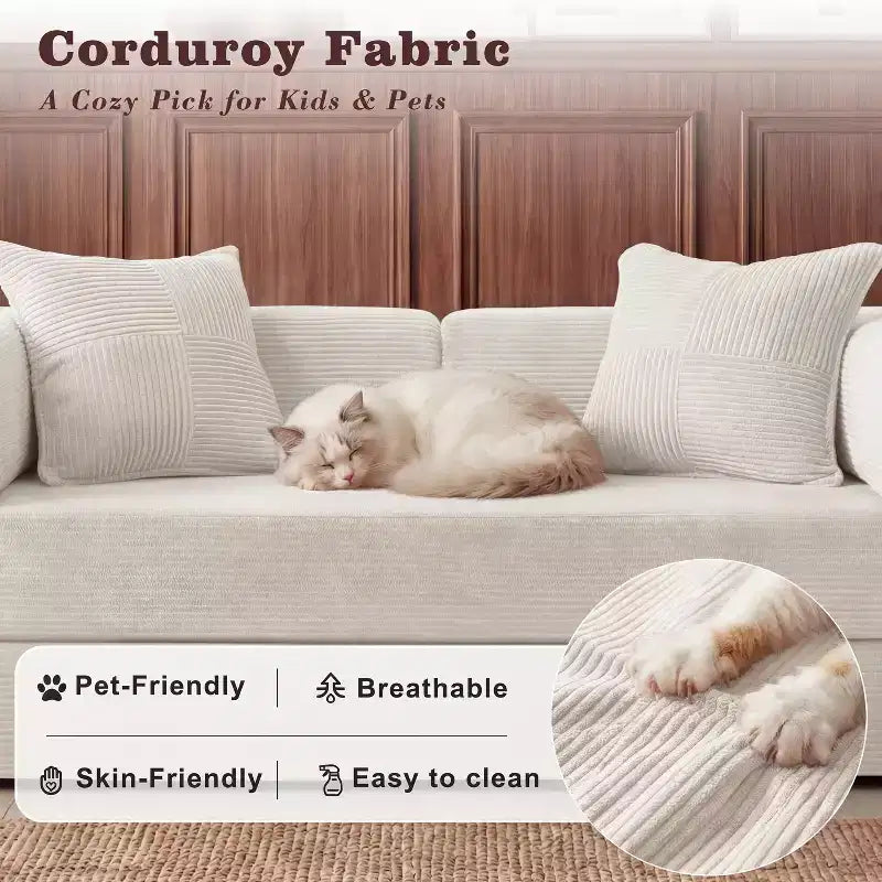 Dyonery 65-in five-in-one folding floor sofa bed, convertible into a double bed sofa bed, with a fixed metal frame, corduroy