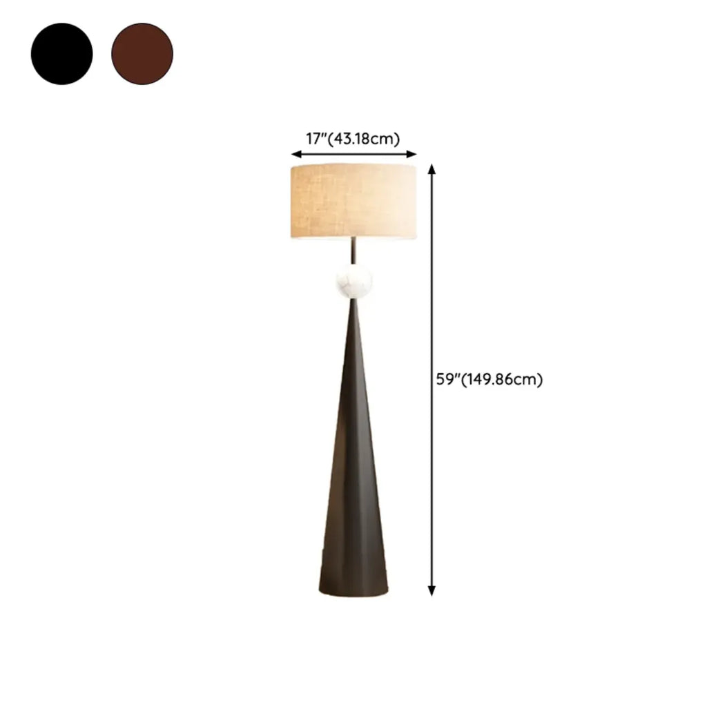 Contemporary Tapered Metal Floor Lamp Fabric Shade