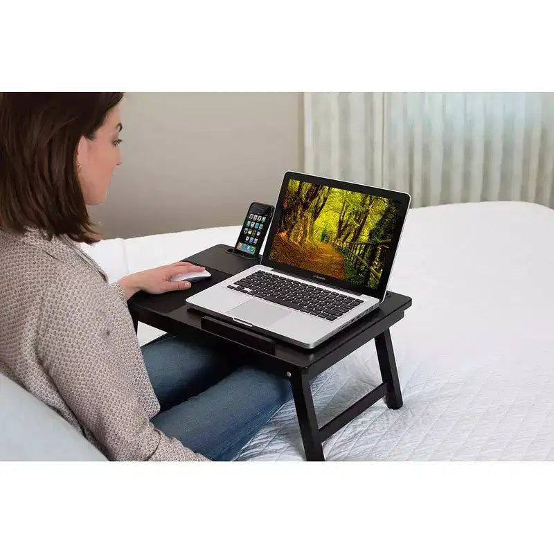 Table de lit portable multi-fonctions – Pour gaucher – Noyer