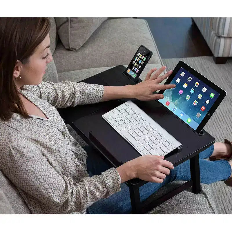 Table de lit portable multi-fonctions – Pour gaucher – Noyer