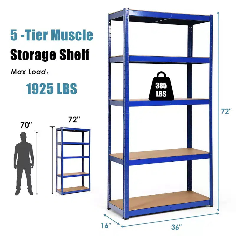 Lot de 2 étagères de rangement robustes en métal de 183 cm, à 5 niveaux réglables, pour garage