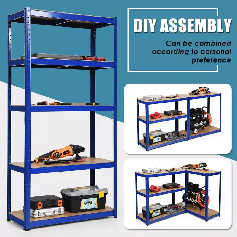 Lot de 2 étagères de rangement robustes en métal de 183 cm, à 5 niveaux réglables, pour garage