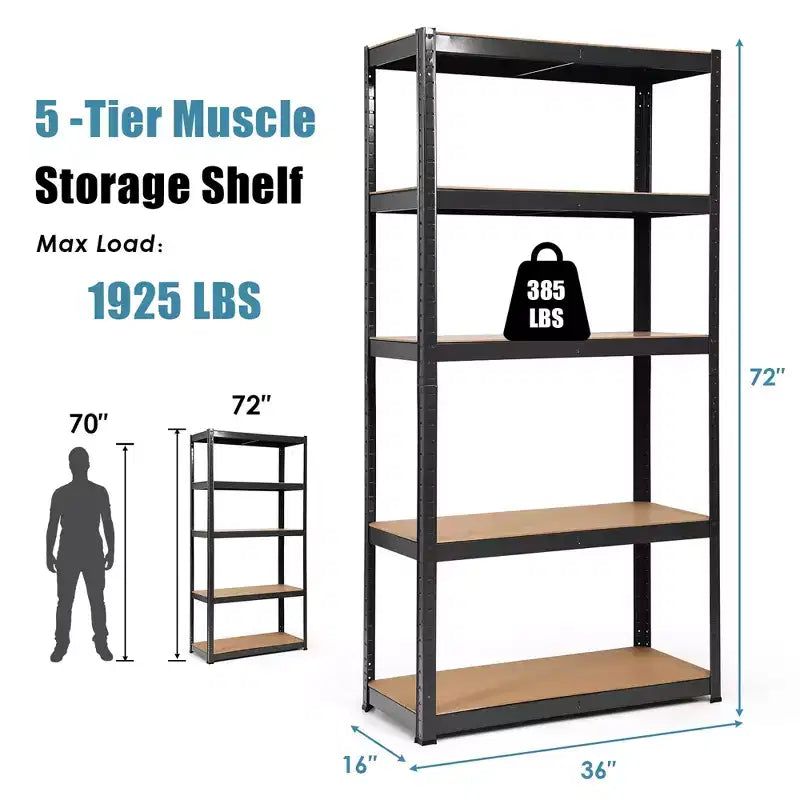 Lot de 2 étagères de rangement robustes en métal de 183 cm, à 5 niveaux réglables, pour garage