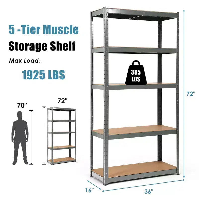 Lot de 2 étagères de rangement robustes en métal de 183 cm, à 5 niveaux réglables, pour garage
