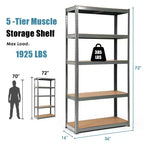 Lot de 2 étagères de rangement robustes en métal de 183 cm, à 5 niveaux réglables, pour garage