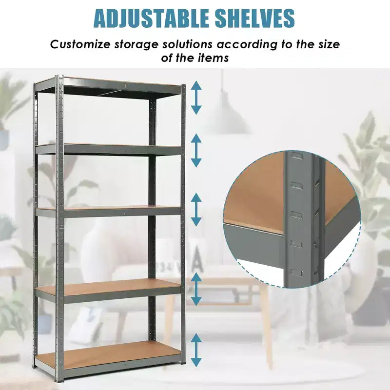 Lot de 2 étagères de rangement robustes en métal de 183 cm, à 5 niveaux réglables, pour garage