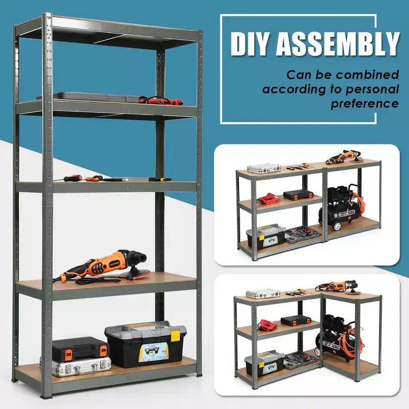 Lot de 2 étagères de rangement robustes en métal de 183 cm, à 5 niveaux réglables, pour garage