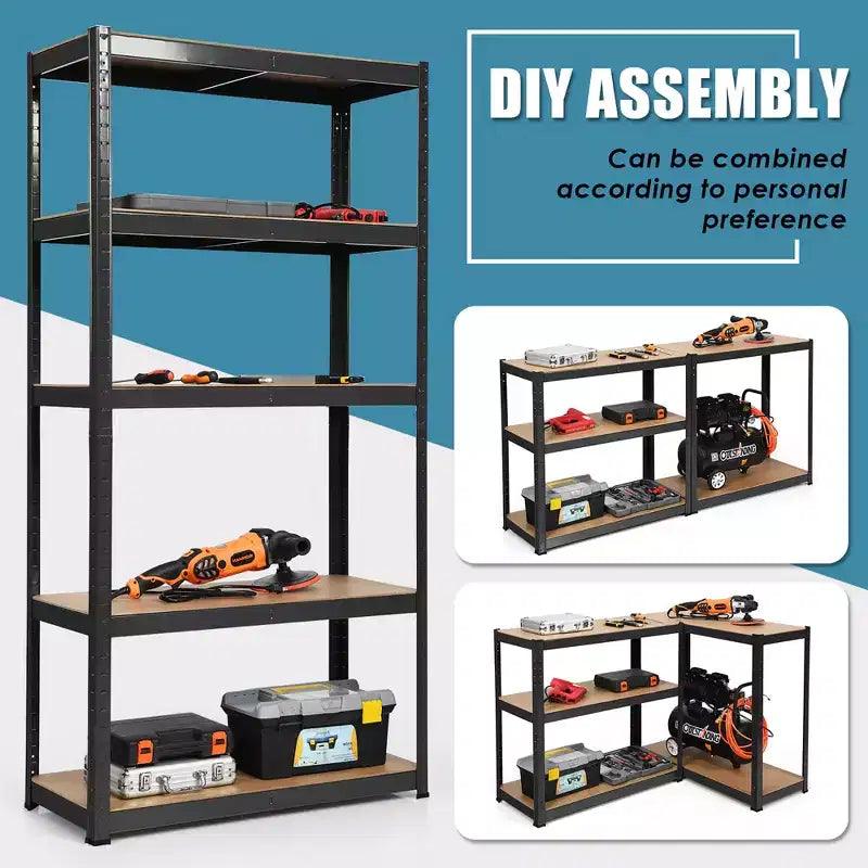 Lot de 2 étagères de rangement robustes en métal de 183 cm, à 5 niveaux réglables, pour garage