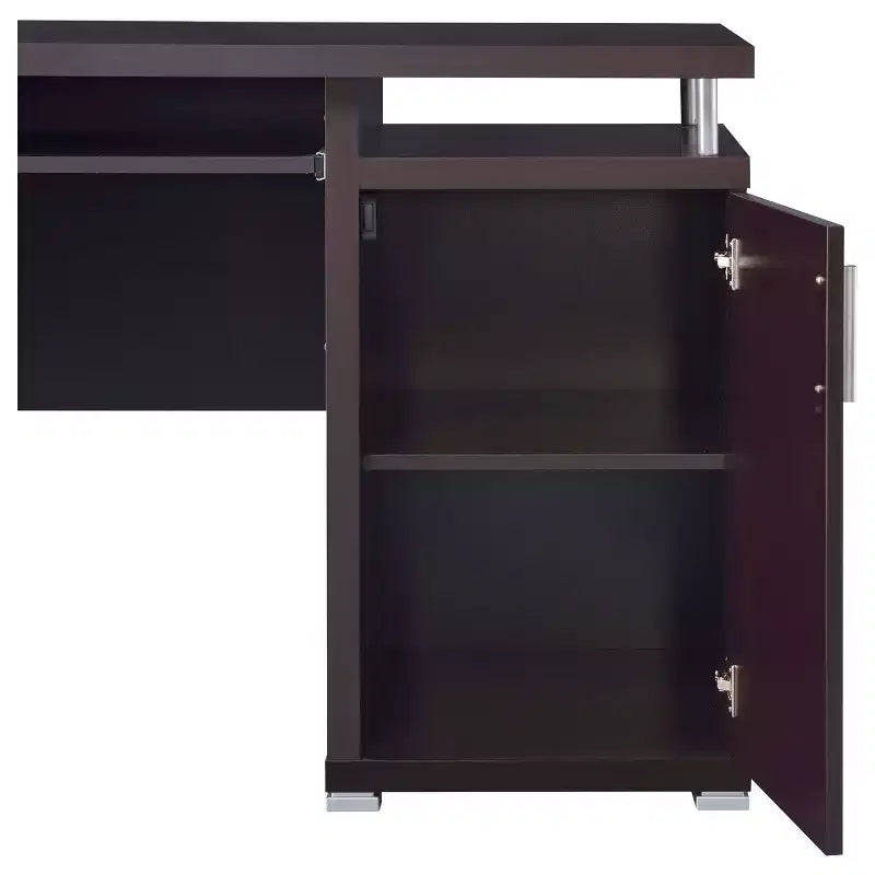 55 Wooden Writing Desk with 2 Drawers, 1 Cabinet, 1 Open Shelf and Door for Home Office or Study