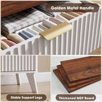 Fluted 9-Drawer Dresser, 60.6 Wide Wood Chest of Drawers with Deep Storage, for Bedroom, Living Room, or Hallway Use