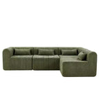 145.5 Modern Convertible Sectional Sofa, Upholstered 4-Seater Sectional Sofa with Compressed Sponge, Living Room L-Shaped Sofa-Panipeachy