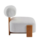 Modern Boucle Accent Chair with Rolled Backrest, Solid Wood Frame, Upholstered Accent Seating for Living Room, Bedroom, or Office