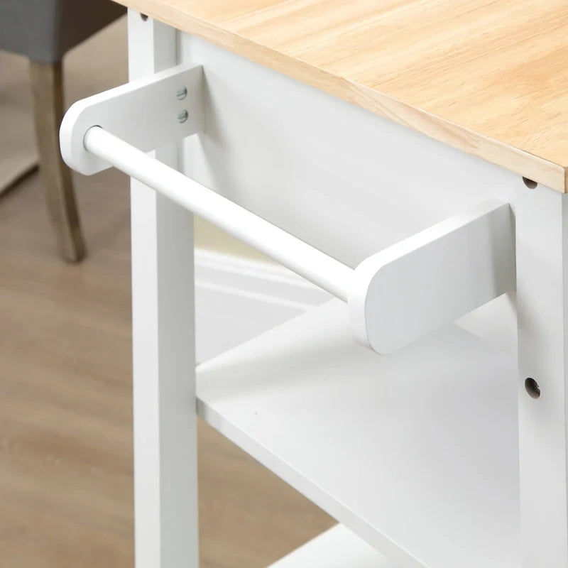 HOMCOM Compact Kitchen Island Cart on Wheels, Rolling Utility Trolley Cart with Storage Shelf & Drawer for Dining Room