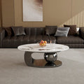 51 Modern Pandora Oval Coffee Table with Glossy Sintered stone top, Luxury Coffee Table, Stainless Steel Legs for Livingroom