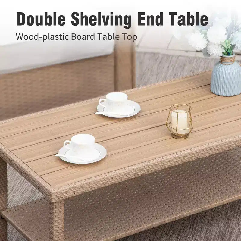Captiva Designs 6 Piece Luxury Wicker Patio Conversation Sofa Set with Curved Armrests with Cushions