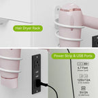 Moasis 46 Vanity With Built-in Socket With Illuminated Mirror and Hair Dryer Rack - 55.8  H X 46  W X 11.7  D