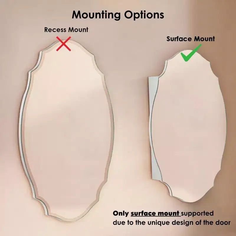 20 in. W x 30 in. H Irregular Arched Frameless Beveled Surface Mounted Medicine Cabinet with Mirror