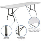 Emma and Oliver 8 Bi-Fold White Plastic Event/Training Folding Table Set w/ 10 Folding Chairs